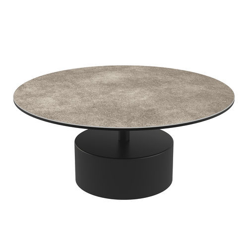 Tavolino basso contemporaneo - MONOLITH  - AKANTE - in vetro / in ceramica / con supporto in acciaio laccato
