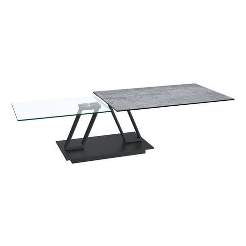 Tavolino basso contemporaneo - BARCELONA - AKANTE - in ceramica / con supporto in acciaio laccato / rettangolare