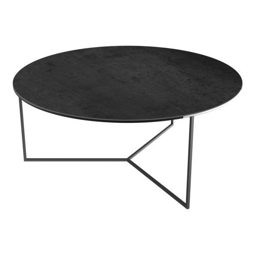 Tavolino basso contemporaneo - VENEZIA - AKANTE - in ceramica / con supporto in acciaio / rotondo