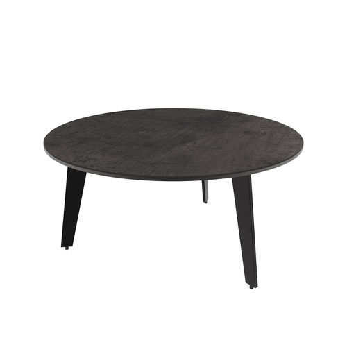 Tavolino basso contemporaneo - TOSCA RONDE - AKANTE - in ceramica / con supporto in acciaio laccato / rotondo