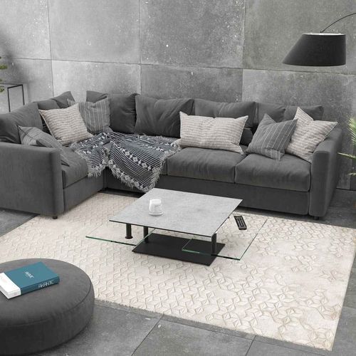 Tavolino basso contemporaneo - BLACK SQUAD - AKANTE - in vetro / in ceramica / con supporto in acciaio laccato