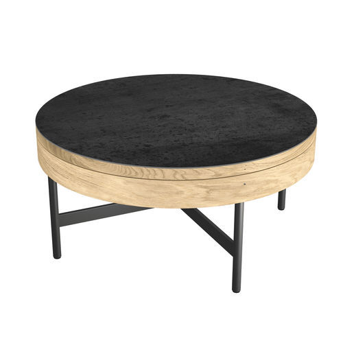 Tavolino basso contemporaneo - KINGSTON - AKANTE - in ceramica / con supporto in noce / con supporto in legno impiallacciato