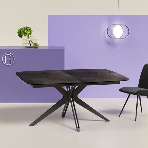Tavolo da pranzo contemporaneo - LIMA - AKANTE - in ceramica / con supporto in acciaio laccato / rettangolare