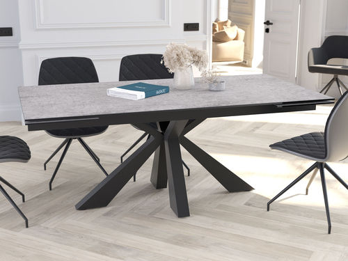 Tavolo da pranzo contemporaneo - OTTAWA - AKANTE - in ceramica / in marmo / con supporto in acciaio laccato