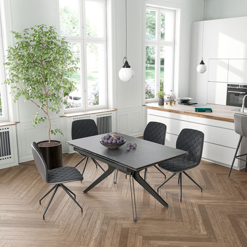 Tavolo da pranzo contemporaneo - FASCINATION - AKANTE - in ceramica / con supporto in acciaio laccato / rettangolare