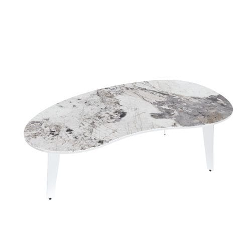 Tavolino basso contemporaneo - SILVERSTONE - AKANTE - in ceramica / con supporto in alluminio laccato / personalizzabile