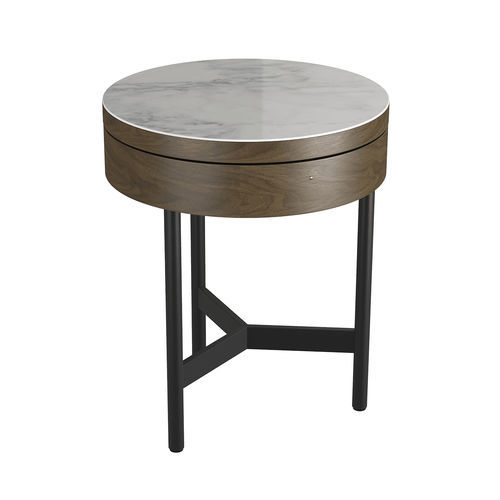 Tavolo d'appoggio contemporaneo - KINGSTON - AKANTE - in ceramica / con supporto in MDF / rotondo