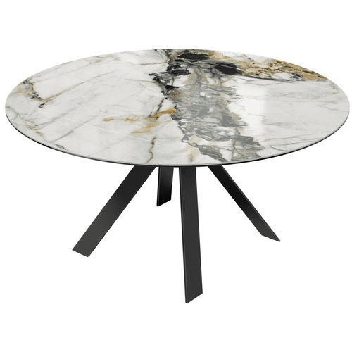 Tavolo da pranzo contemporaneo - NEW AUSTIN - AKANTE - in ceramica / con supporto in acciaio laccato / rotondo