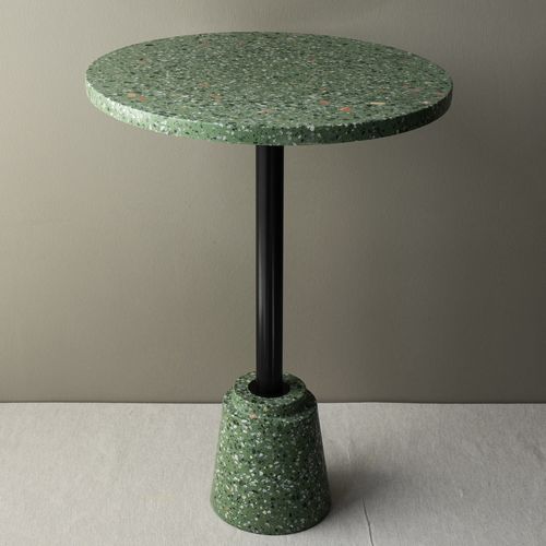 Tavolo da bistrot contemporaneo - M-6 - Karoistanbul - in terrazzo / con supporto in acciaio / rotondo