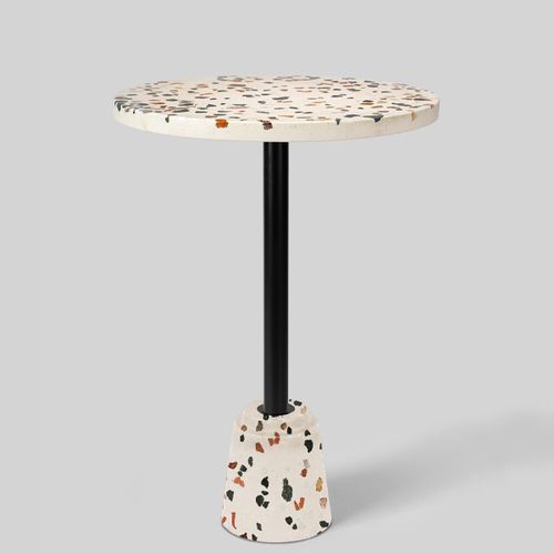 Tavolo da bistrot contemporaneo - M-7 - Karoistanbul - in terrazzo / con supporto in acciaio / rotondo