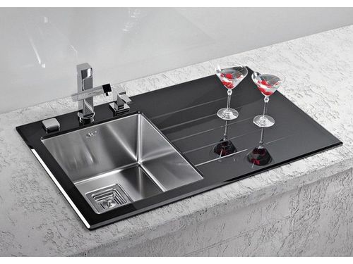 Lavello a 1 vasca - Crystalix 10 - Alveus - con gocciolatoio / in vetro temprato / da incasso