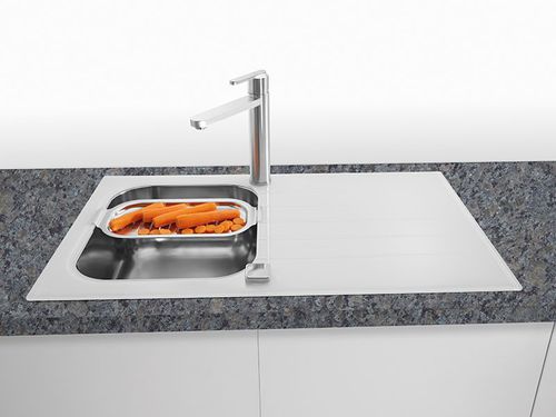 Lavello a 1 vasca - Glassix 10 - Alveus - con gocciolatoio / in vetro temprato / da incasso