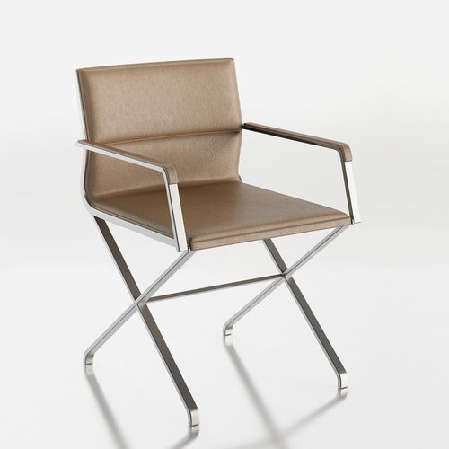 Sedia contemporanea - FOCUS - Enne - da interno / in pelle / con supporto in metallo spazzolato