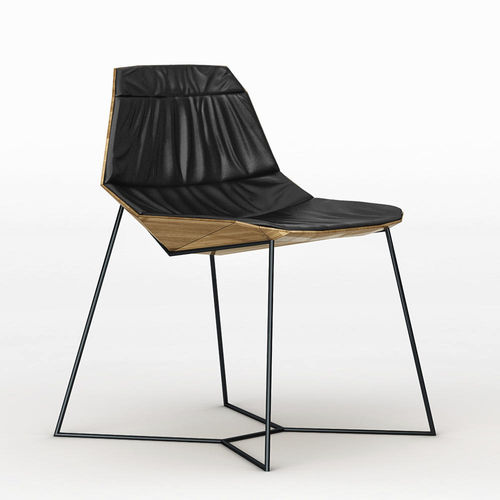 Sedia design originale - LOTUS - Enne - da interno / in pelle / con supporto in alluminio