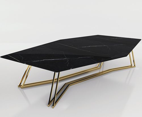 Tavolo design originale - HEXAGON - Enne - in marmo / con supporto in metallo / esagonale