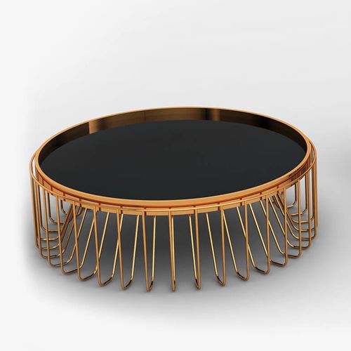 Tavolino basso design originale - VORTEX - Enne - in vetro / in metallo / in marmo