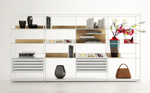 Libreria contemporanea - DEEP - Enne - in legno / in metallo / in vetro