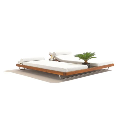 Lettino prendisole contemporaneo - Grand Monaco Sunbed - Seora - in tessuto / in mogano / in acciaio inossidabile