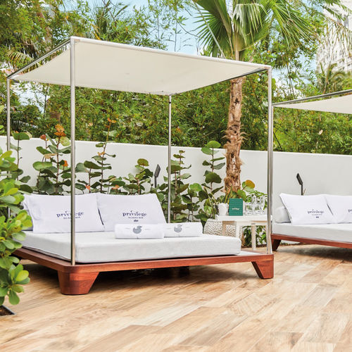 Dormeuse contemporanea - Grand Belvedere Cabana - Seora - in tessuto / in mogano / con supporto in acagiù