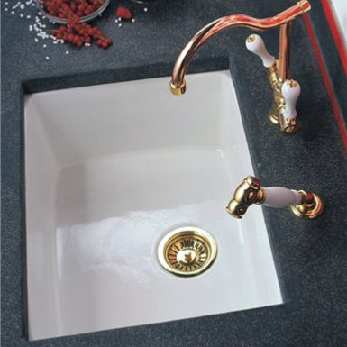 Lavello a 1 vasca - 4609 - Herbeau - senza gocciolatoio / in gres / in acciaio inossidabile