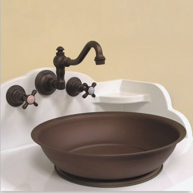 Lavabo da appoggio - 0411 - Herbeau - in rame / in ottone / rotondo