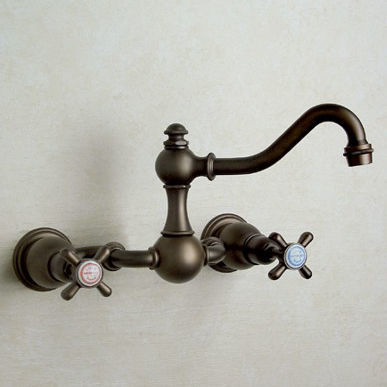 Miscelatore doppio comando per lavabo - 3004 - Herbeau - da parete / in metallo cromato / da bagno