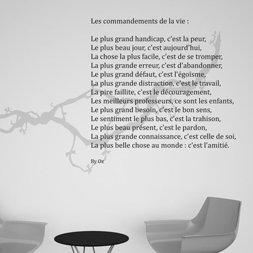 Adesivo da parete con testo - POESIE NOCTURNE COMMANDEMENTS DE LA VIE - Atelier d'Art Osmoze - Design & décoration murale
