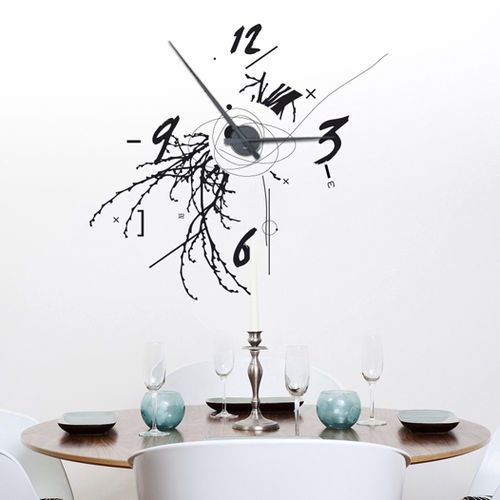 Adesivo da parete natura - HORLOGE DU BOIS ETERNEL - Atelier d'Art Osmoze - Design & décoration murale - con testo