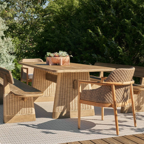 Tavolo da pranzo contemporaneo - DELRIO - Arteriors Home - in teak / in corda / con supporto in legno