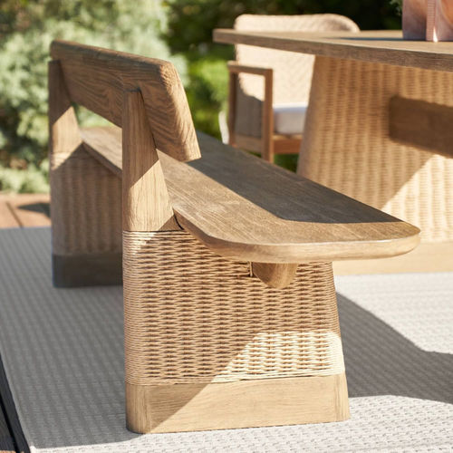 Panca contemporanea - DELRIO - Arteriors Home - in teak / in corda / con schienale