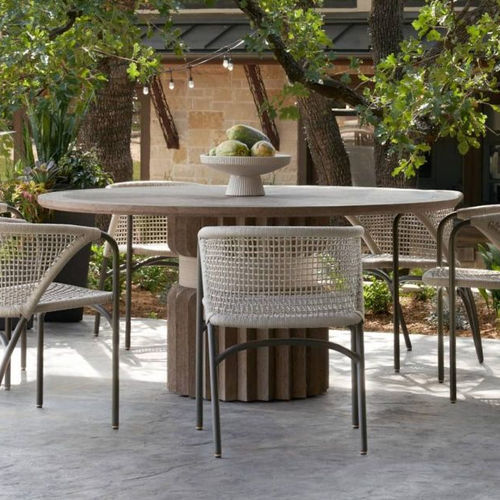 Tavolo da pranzo contemporaneo - ECHO - Arteriors Home - in teak / con supporto in teak / rotondo