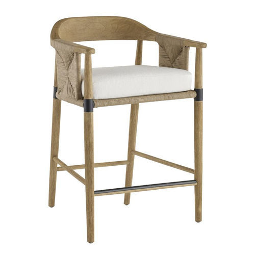 Sgabello da bar contemporaneo - ESTES - Arteriors Home - in corda / con supporto in teak / con 4 gambe