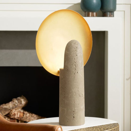 Lampada da tavolo - ECLIPSE - Arteriors Home - in acciaio / in travertino / contemporanea