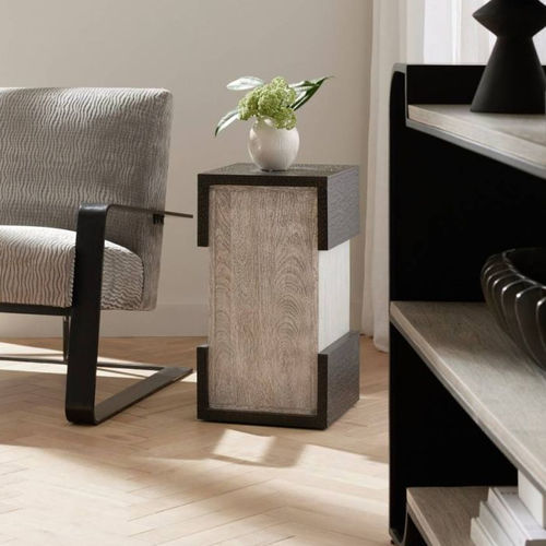 Tavolo d'appoggio contemporaneo - EXETER ACCENT - Arteriors Home - in ottone / con supporto in legno / rettangolare