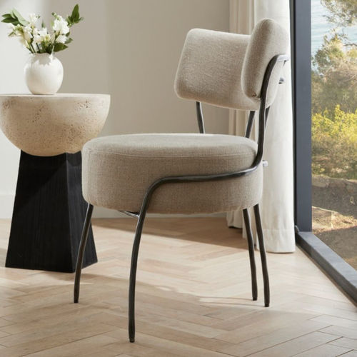 Sedia contemporanea - ENID - Arteriors Home - da interno / in lino / con supporto in ferro