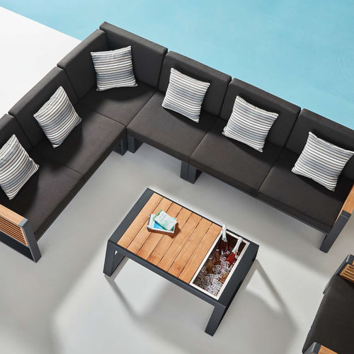 Tavolino basso contemporaneo - NEW YORK  - Higold - in teak / con supporto in alluminio / rettangolare