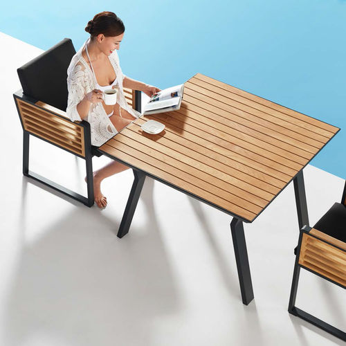 Tavolo da pranzo contemporaneo - NEW YORK - Higold - in teak / con supporto in alluminio / rettangolare