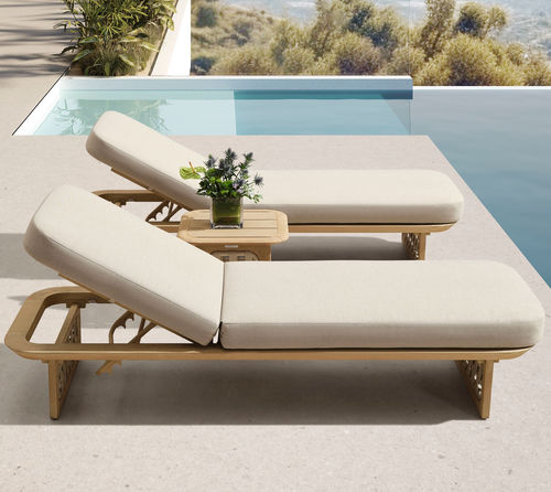 Lettino prendisole contemporaneo - RIVA - Higold - in Sunbrella® / in legno / con schienale regolabile