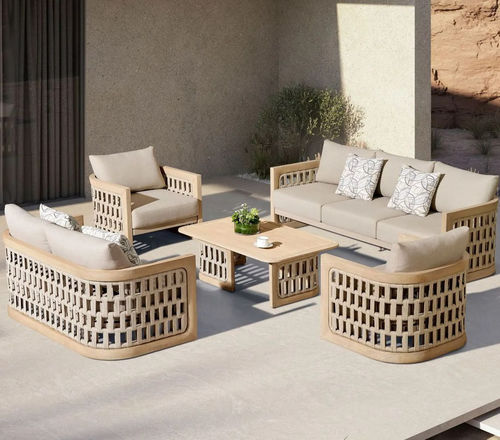 Set lounge da giardino contemporaneo - RIVA - Higold - in Sunbrella® / in teak / per uso residenziale