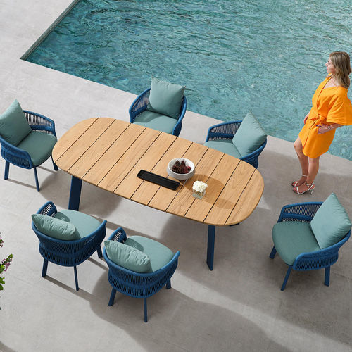 Tavolo da pranzo contemporaneo - AIO - Higold - in legno / con supporto in alluminio / rettangolare
