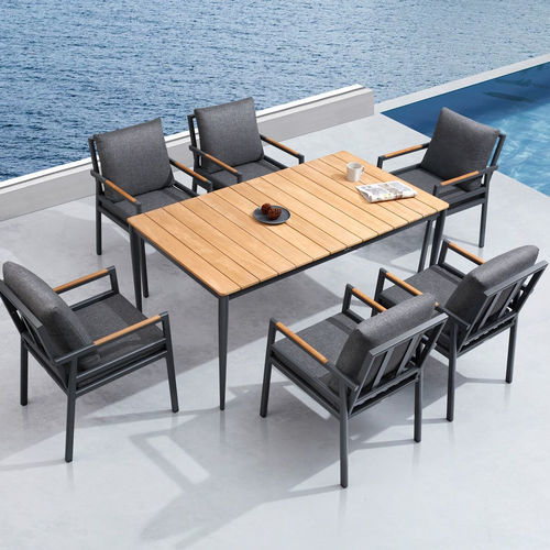Tavolo da pranzo contemporaneo - GLORIA 2.0 - Higold - in teak / con supporto in alluminio / rettangolare