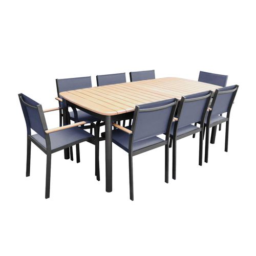 Tavolo da pranzo contemporaneo - VISCONTI - Higold - in teak / con supporto in alluminio / rettangolare