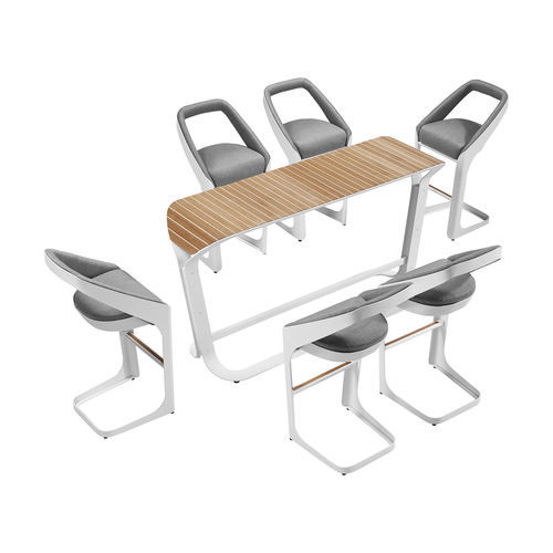 Tavolo alto contemporaneo - ONDA - Higold - in teak / con supporto in alluminio / rettangolare