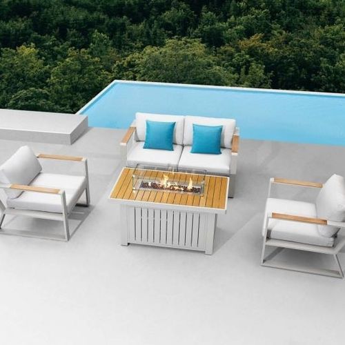 Tavolino basso contemporaneo - EXEE PRO - Higold - in teak / con supporto in alluminio / rettangolare