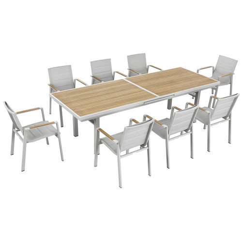 Tavolo da pranzo contemporaneo - NOFI 2.0 - Higold - in teak / in ceramica / con supporto in alluminio