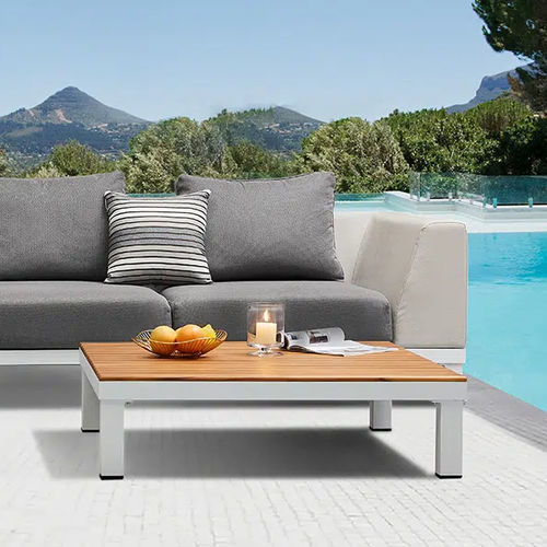Tavolino basso contemporaneo - POLO PRO - Higold - in teak / con supporto in alluminio / rettangolare
