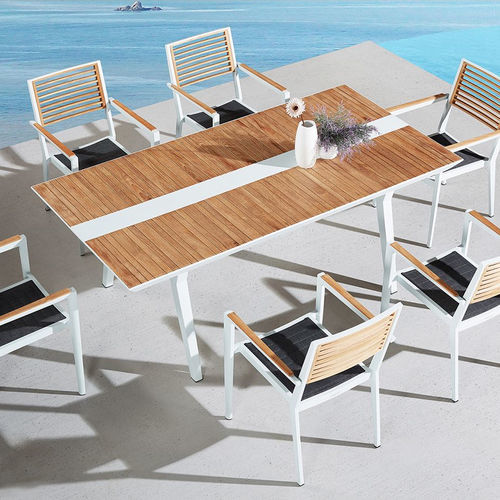 Tavolo da pranzo contemporaneo - CHAMPION - Higold - in teak / in ceramica / con supporto in legno