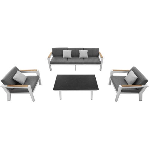 Set lounge da giardino contemporaneo - CHAMPION - Higold - in Sunbrella® / in teak / in alluminio