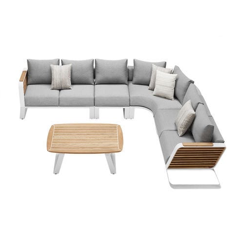 Set lounge da giardino contemporaneo - WING - Higold - in tessuto / in teak / in alluminio