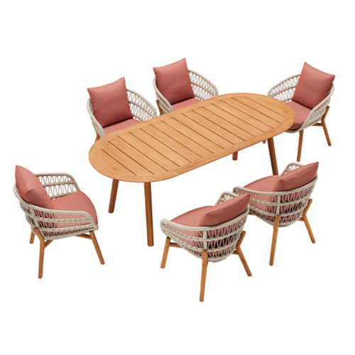 Set tavolo e sedia contemporaneo - VASCA - Higold - da esterno / in tessuto / in teak